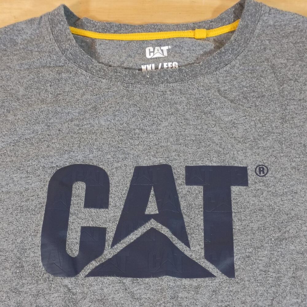Caterpillar CAT Men's T-Shirt Size XXL Heather Gray Short Sleeve Graphic Big 2XL